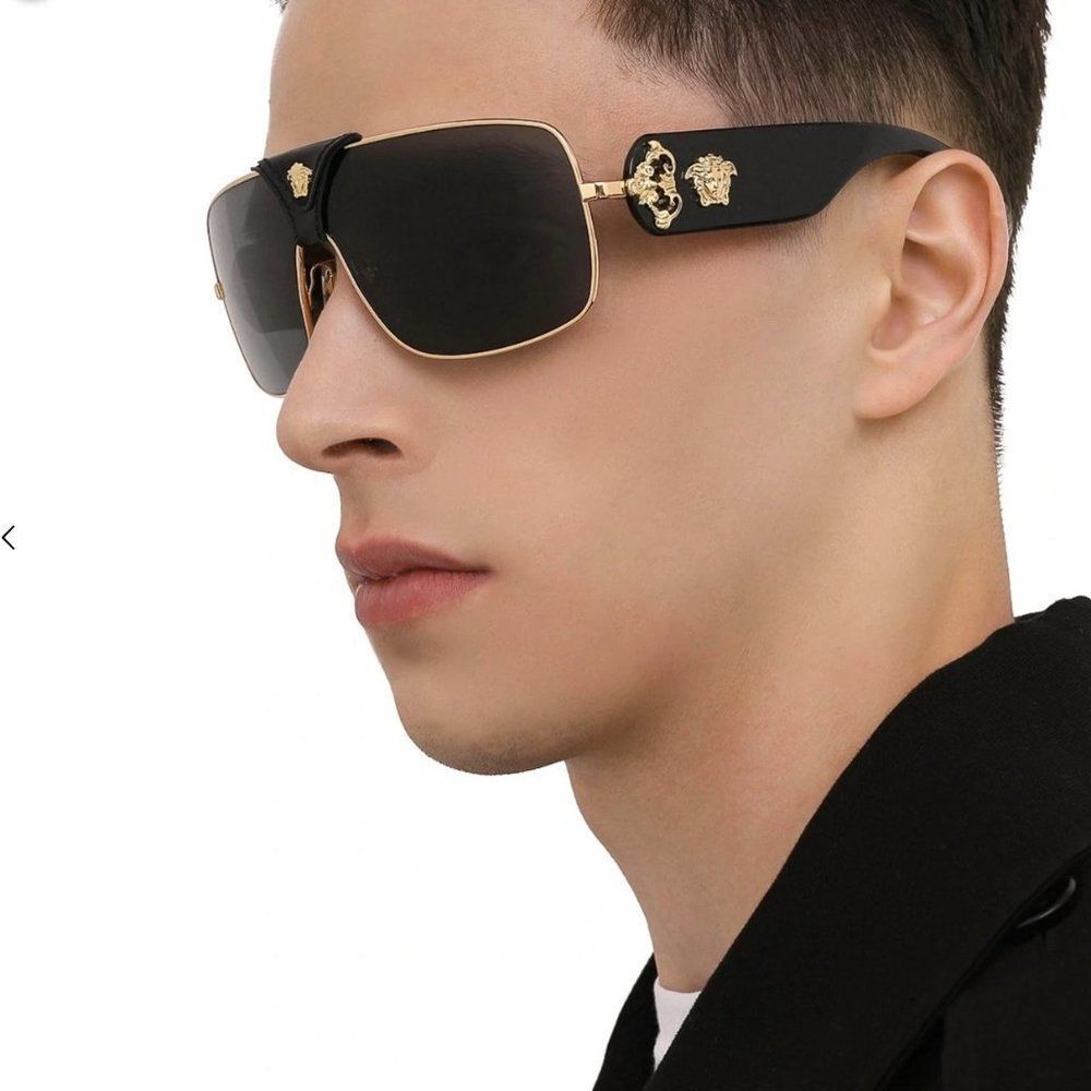 New Versace Black w/ Gold Accent Unisex Sunglasses